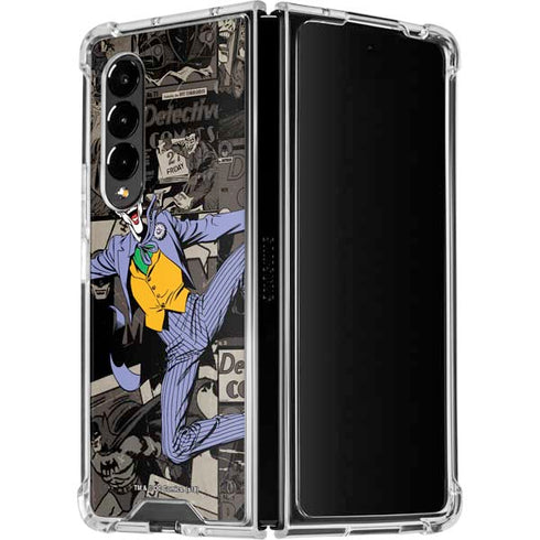 DC Comics The Joker Vintage Action pose pattern Galaxy Z Fold4 5G Clear Case