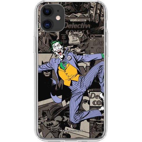 DC Comics The Joker Vintage Action pose pattern iPhone 11 Clear Case