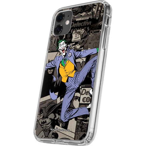 DC Comics The Joker Vintage Action pose pattern iPhone 11 Clear Case