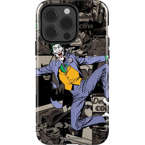 DC Comics The Joker Vintage Action pose pattern iPhone 14 Pro Impact Case