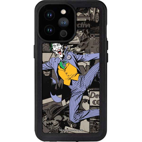 DC Comics The Joker Vintage Action pose pattern iPhone 14 Pro Max Waterproof Case