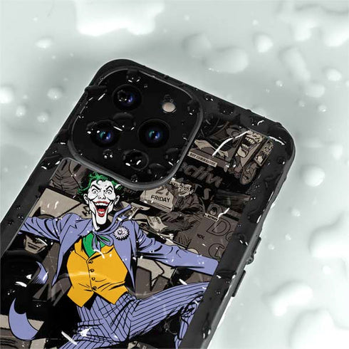 DC Comics The Joker Vintage Action pose pattern iPhone 14 Pro Max Waterproof Case