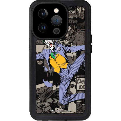 DC Comics The Joker Vintage Action pose pattern iPhone 14 Pro Waterproof Case