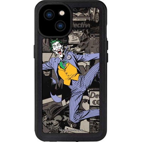 DC Comics The Joker Vintage Action pose pattern iPhone 15 Plus Waterproof Case