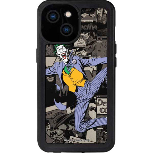 DC Comics The Joker Vintage Action pose pattern iPhone 15 Waterproof Case
