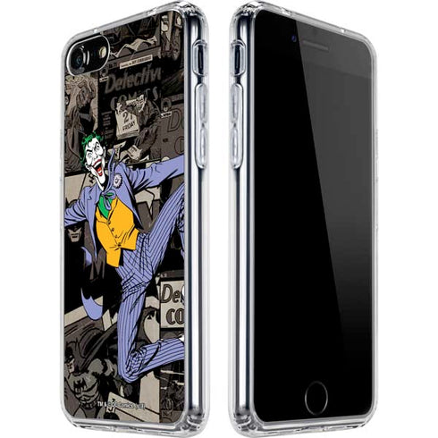 DC Comics The Joker Vintage Action pose pattern iPhone SE (2nd & 3rd Gen) Clear Case