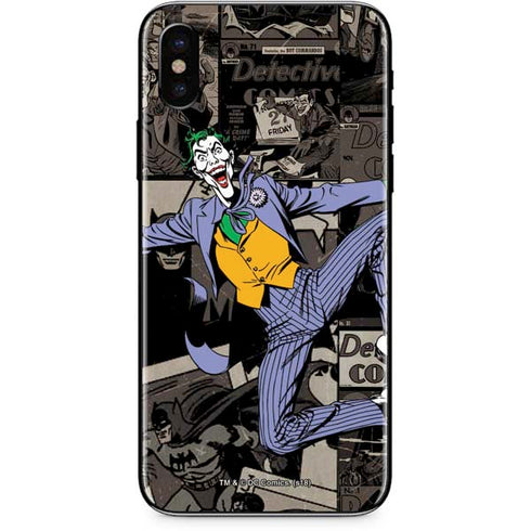 DC Comics The Joker Vintage Action pose pattern iPhone X Skin