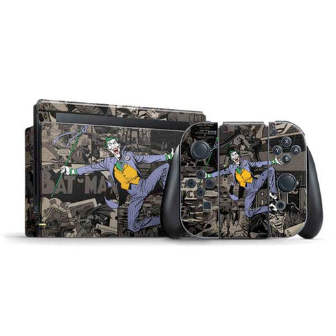 DC Comics The Joker Vintage Action pose pattern Nintendo Switch Bundle Skin