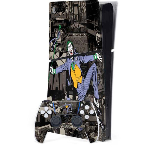 DC Comics The Joker Vintage Action pose pattern PS5 Slim Digital Edition Console Skin