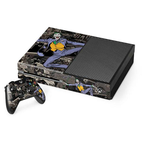 DC Comics The Joker Vintage Action pose pattern Xbox One Console and Controller Bundle Skin