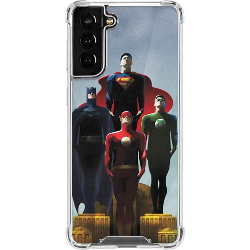 Justice League Standing Pose Team Galaxy S21 FE Clear Case