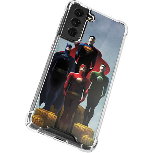 Justice League Standing Pose Team Galaxy S21 FE Clear Case