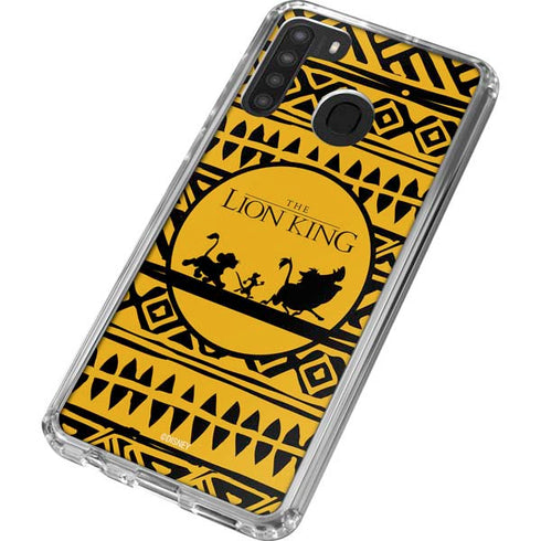 Disney The Lion King Simba Timon and Pumba Tribal Print Galaxy A21 Clear Case