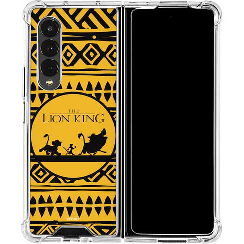 Disney The Lion King Simba Timon and Pumba Tribal Print Galaxy Z Fold4 5G Clear Case