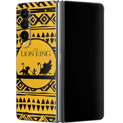 Disney The Lion King Simba Timon and Pumba Tribal Print Galaxy Z Fold4 5G Skin
