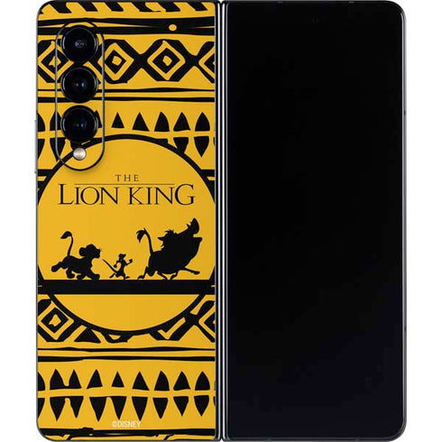 Disney The Lion King Simba Timon and Pumba Tribal Print Galaxy Z Fold4 5G Skin