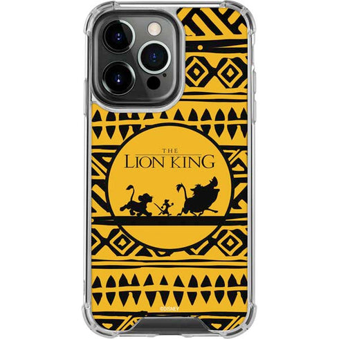 Disney The Lion King Simba Timon and Pumba Tribal Print iPhone 14 Pro Clear Case