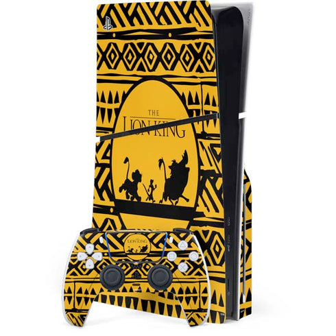 Disney The Lion King Simba Timon and Pumba Tribal Print PS5 Slim Disk Bundle Skin