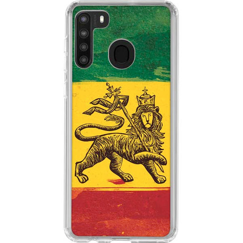 The Lion of Judah Rasta Flag Galaxy A21 Clear Case