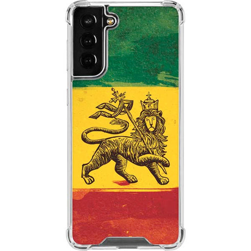 The Lion of Judah Rasta Flag Galaxy S21 FE Clear Case
