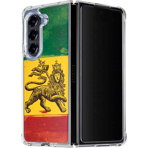 The Lion of Judah Rasta Flag Galaxy Z Fold5 5G Clear Case
