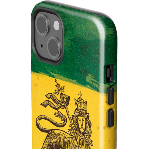 The Lion of Judah Rasta Flag iPhone 15 Plus Impact Case