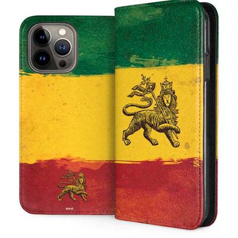 The Lion of Judah Rasta Flag iPhone 14 Pro Max Folio Case