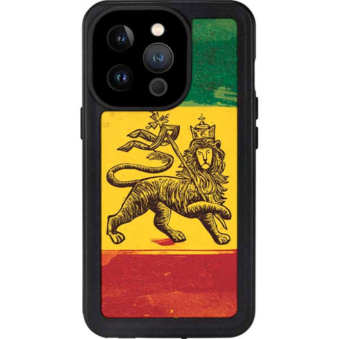 The Lion of Judah Rasta Flag iPhone 14 Pro Waterproof Case