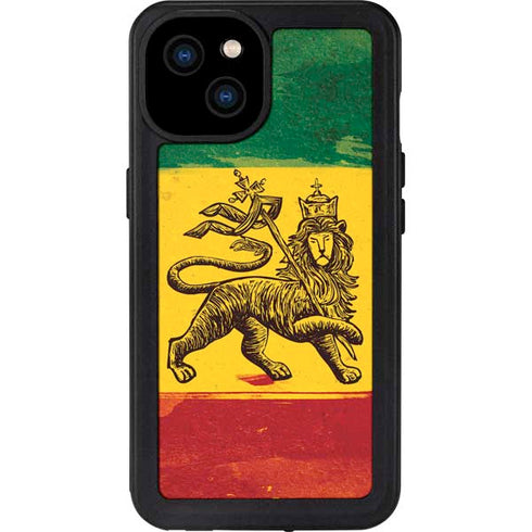 The Lion of Judah Rasta Flag iPhone 15 Plus Waterproof Case