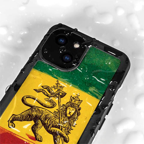 The Lion of Judah Rasta Flag iPhone 15 Plus Waterproof Case