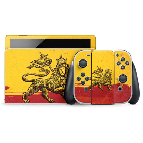 The Lion of Judah Rasta Flag Nintendo Switch OLED (2021) Skin