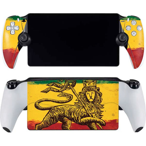 The Lion of Judah Rasta Flag PlayStation Portal Remote Player Skin