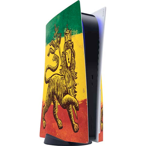 The Lion of Judah Rasta Flag PS5 Console Skin