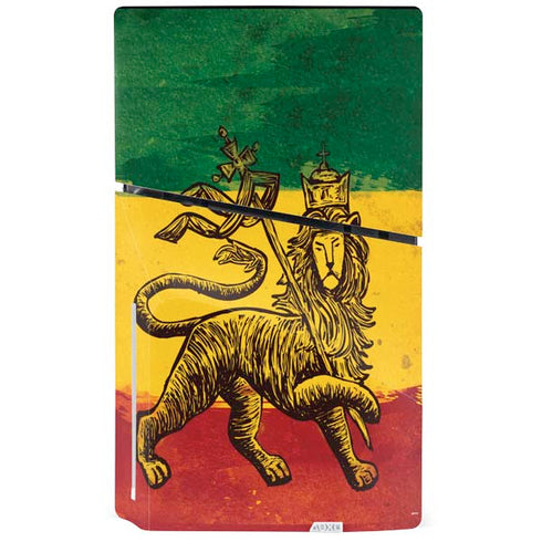 The Lion of Judah Rasta Flag PS5 Slim Disk Console Skin