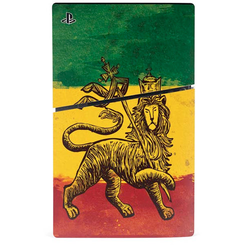 The Lion of Judah Rasta Flag PS5 Slim Digital Edition Bundle Skin