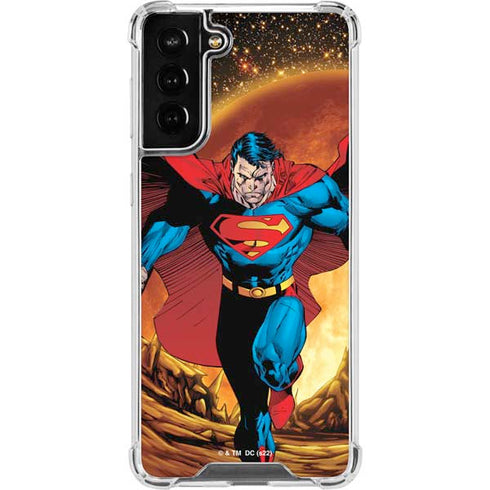 DC Comics Superman Action Pose Art By Jim Lee Galaxy S21 FE Clear Case