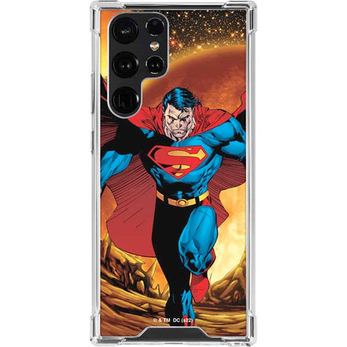 DC Comics Superman Action Pose Art By Jim Lee Galaxy S24 Ultra Clear Case