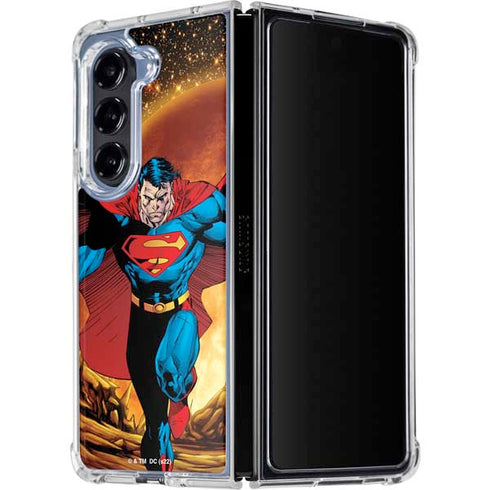 DC Comics Superman Action Pose Art By Jim Lee Galaxy Z Fold5 5G Clear Case