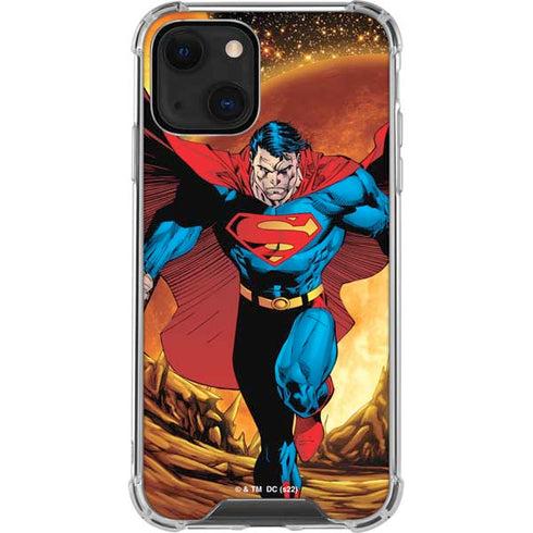 DC Comics Superman Action Pose Art By Jim Lee iPhone 14 Plus Clear Case