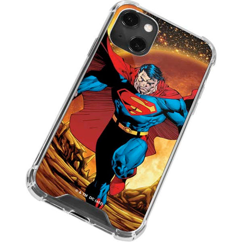 DC Comics Superman Action Pose Art By Jim Lee iPhone 14 Plus Clear Case