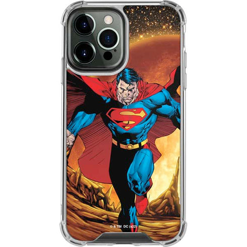 DC Comics Superman Action Pose Art By Jim Lee iPhone 14 Pro Max Clear Case