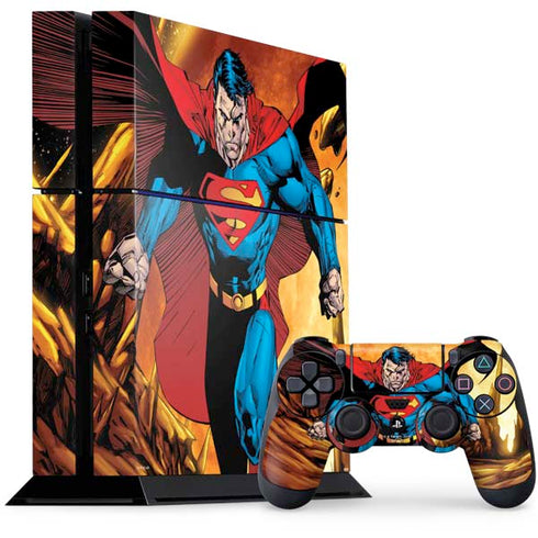 DC Comics Superman Action Pose Art By Jim Lee PS4 Console and Controller Bundle Skin