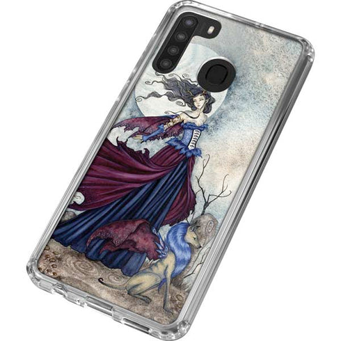 Amy Brown The Moon is Calling Fairy and Dragon Galaxy A21 Clear Case
