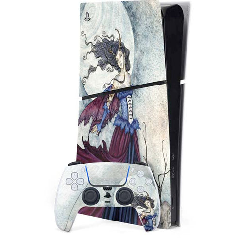 The Moon is Calling Fairy and Dragon by Amy Brown PS5 Slim Digital Edition Console Skin