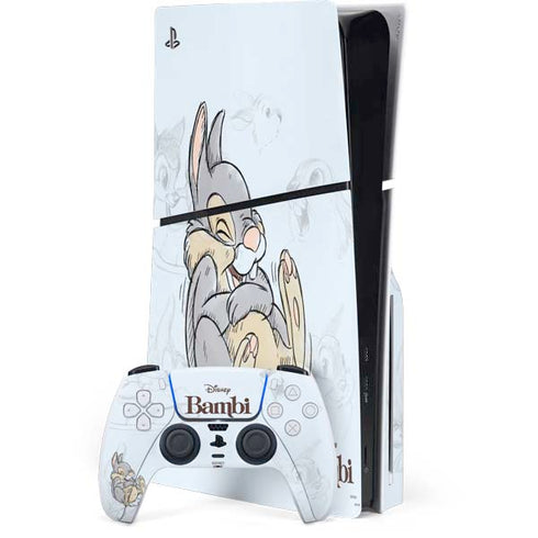 Disney Bambi Thumper Sketched portrait PS5 Slim Disk Bundle Skin