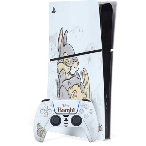 Disney Bambi Thumper Sketched portrait PS5 Slim Digital Edition Console Skin
