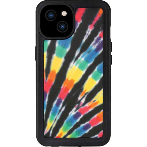 Liquid Blue Tie Dye - Rainbow iPhone 15 Plus Waterproof Case
