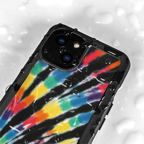 Liquid Blue Tie Dye - Rainbow iPhone 15 Plus Waterproof Case