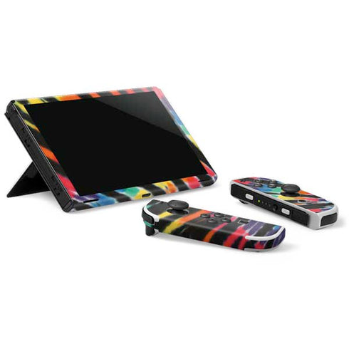 Liquid Blue Tie Dye - Rainbow Nintendo Switch OLED (2021) Skin