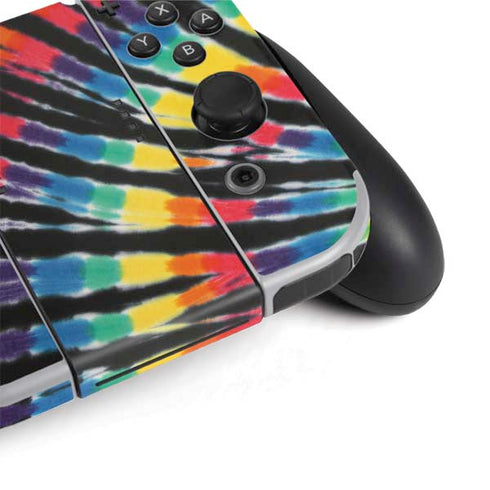 Liquid Blue Tie Dye - Rainbow Nintendo Switch OLED (2021) Skin